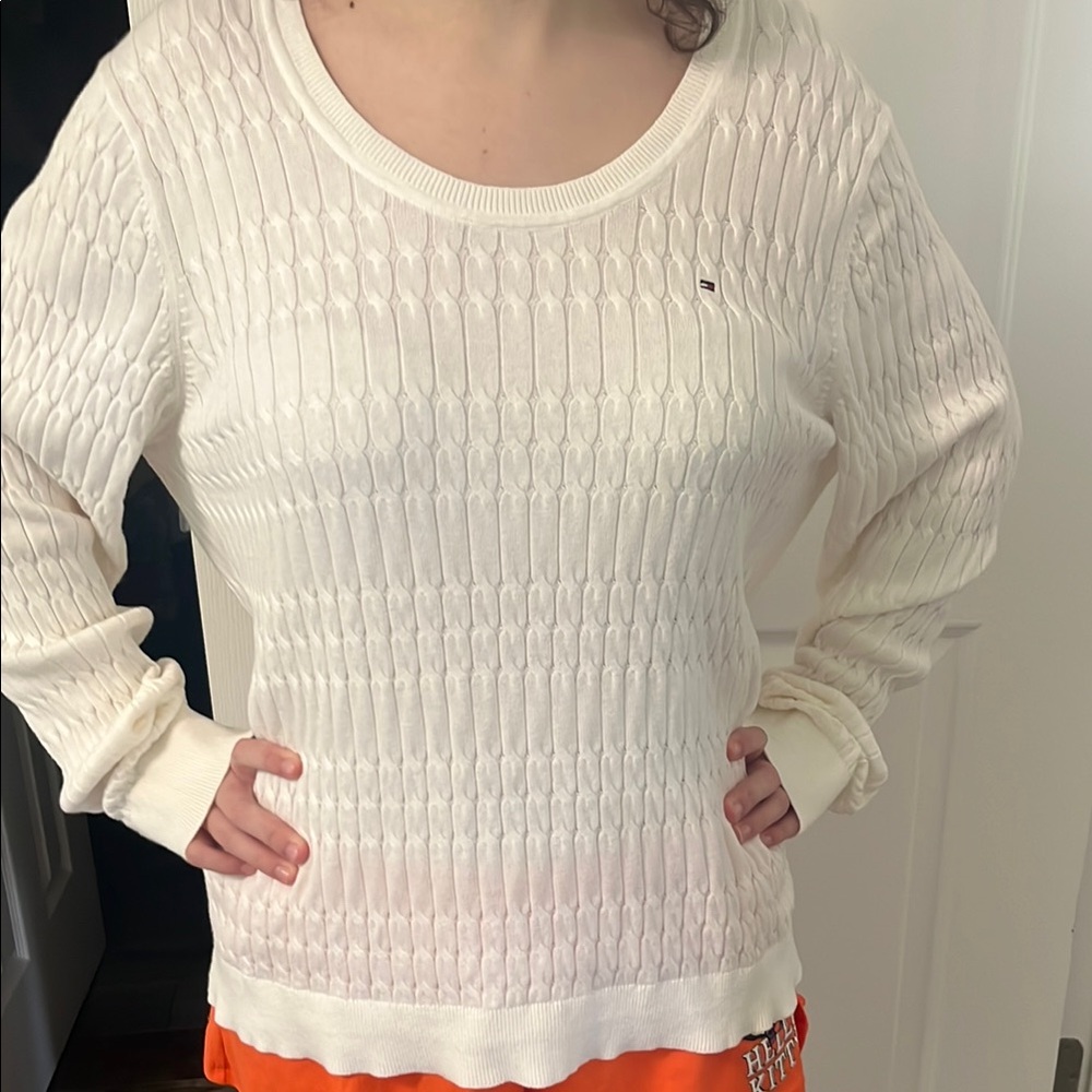 Tommy Hilfiger Women's Cream Cable Knit Sweater